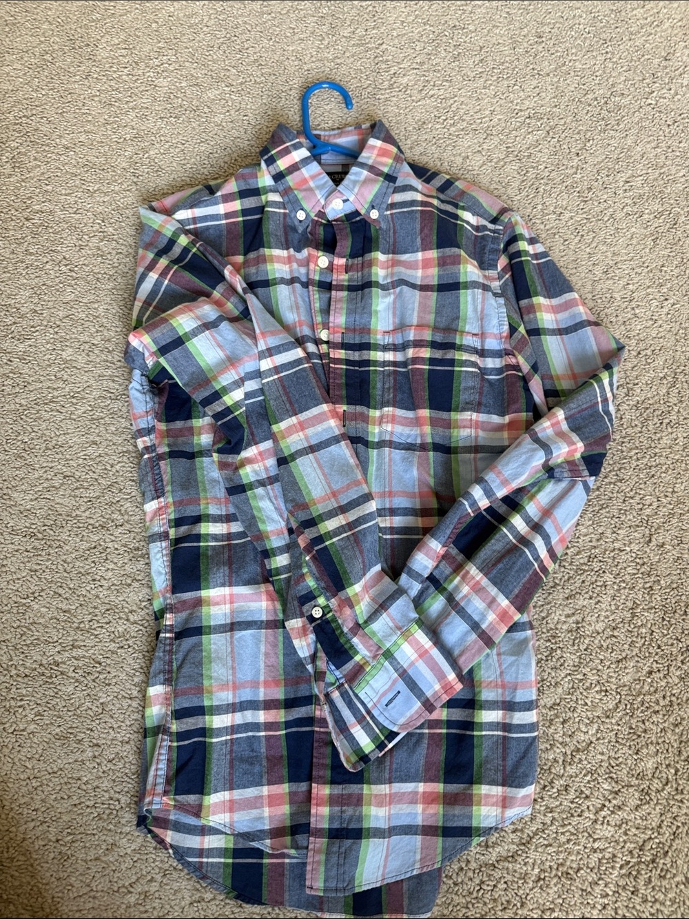J. Crew Multicolor Plaid Button-Down Shirt - Navy, Green & Pink
